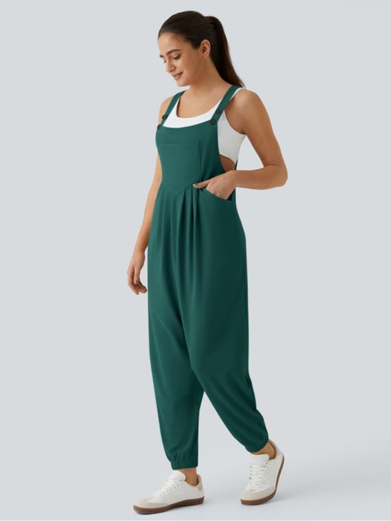 HALARA Pants - NWT HALARA Waffle Royal Blue Relaxed Pockets Jumpsuit Overall Size Large